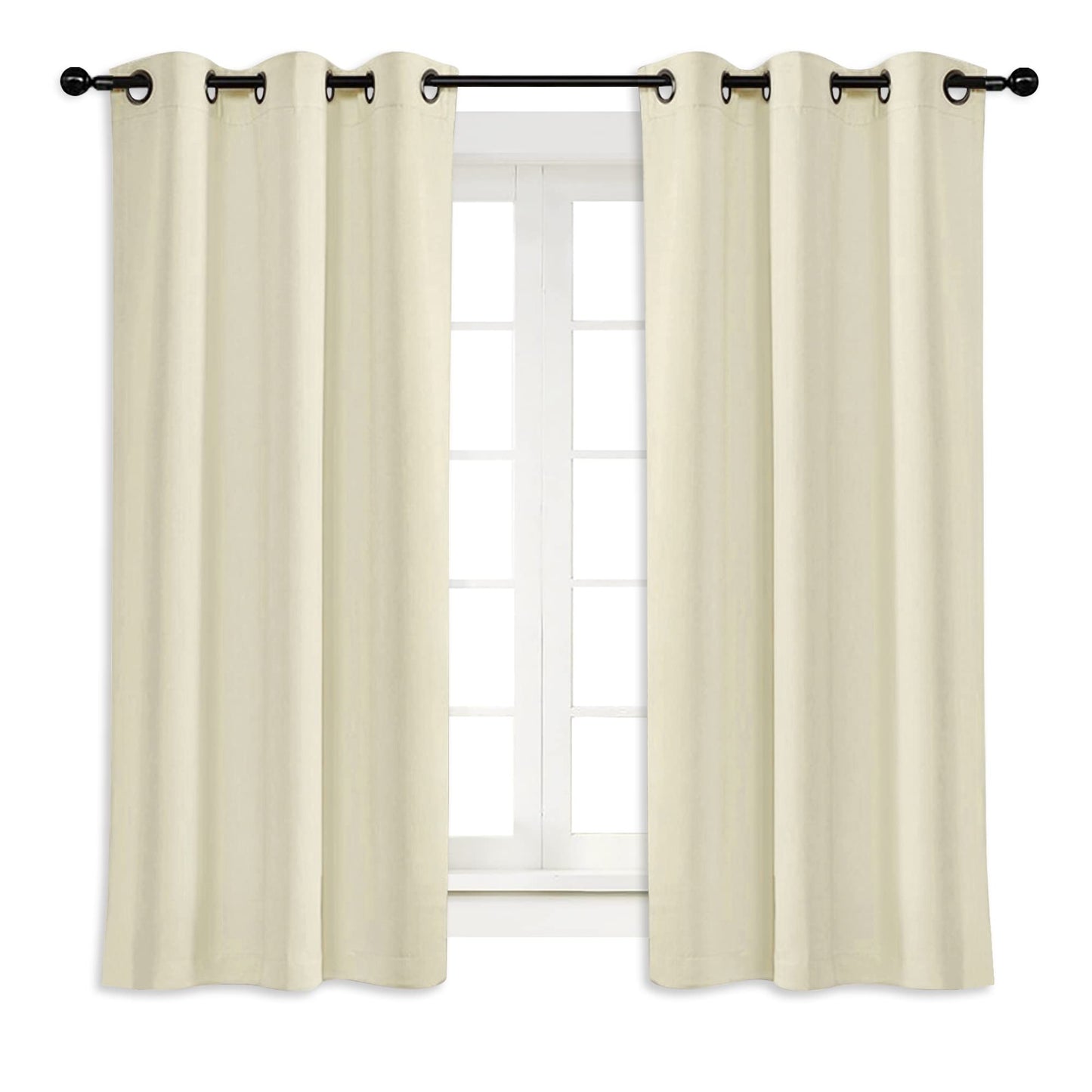 NICETOWN Room Darkening Blind Shade for Kids Bedroom Triple Weave Home Decoration Light Blocking Solid Ring Top Curtain/Drape for Small Window (Beige, Single Panel, 42 x 63 inch)