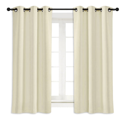 NICETOWN Room Darkening Blind Shade for Kids Bedroom Triple Weave Home Decoration Light Blocking Solid Ring Top Curtain/Drape for Small Window (Beige, Single Panel, 42 x 63 inch)