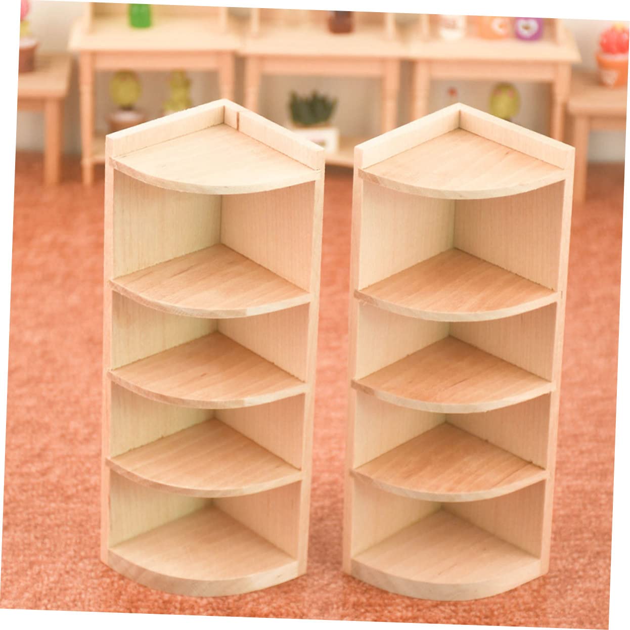 LIOOBO 1Pc Miniature Dollhouse Corner Cabinet Model Elegant Wooden Storage Shelf Accessory for Playhouse Decor Compact Design for DIY Mini Home Simulation