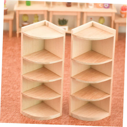 LIOOBO 1Pc Miniature Dollhouse Corner Cabinet Model Elegant Wooden Storage Shelf Accessory for Playhouse Decor Compact Design for DIY Mini Home Simulation
