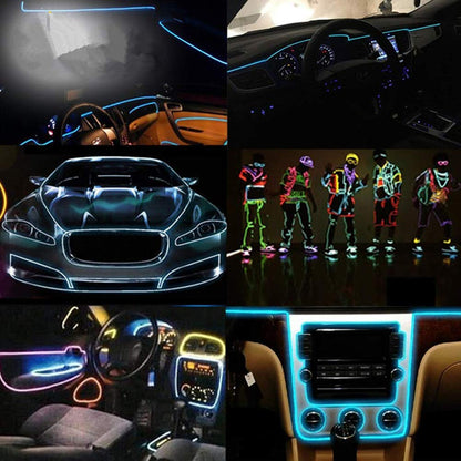 El Wire Neon Light Car Interior LED Lights, Ambient Lighting Kits for Xmas Halloween Christmas Car Decoration(5m/16ft, Pink)