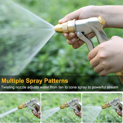 FANHAO Heavy Duty Metal Garden Hose Nozzle - Adjustable Spray Patterns for Watering & Washing