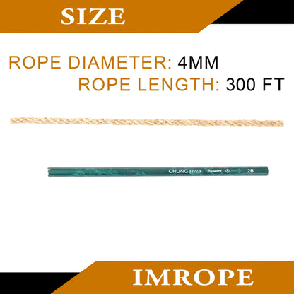 IMROPE 4mm x 300 Feet Natural Jute Rope, Twine for Gardening Tomato Climbing Plant Tie Floristry Crafts Gift Wrapping Packing Decor