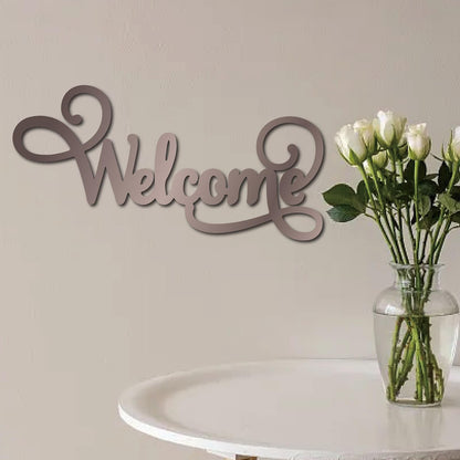 CREATCABIN Welcome Wood Cutout Sign Word Sculpture Wood Sign Unfinished Laser Cut Wooden Welcome Wall Art Decoration Hanging Rustic for Home Porch Wedding Party Classroom Farmhouse 6x12Inch