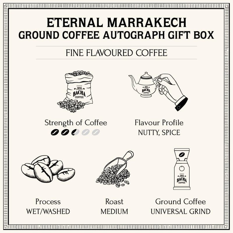 Bacha Coffee | Eternal Marrakech Fine Flavoured, Ground Beans, Medium Roast, 100% Arabica Specialty Coffee, 350g Autograph Collection, Gift Box