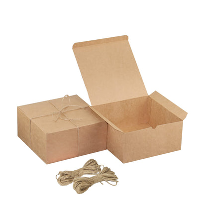 Xxcxpark 16 PCS Brown Kraft Gift Boxes 8x8x4 Inches, Decorative Party Favor Kraft Paper Gift Packaging Box with Lid for DIY Crafting, Cube, Cupcake, Kraft Present Boxes for Birthday, Wedding