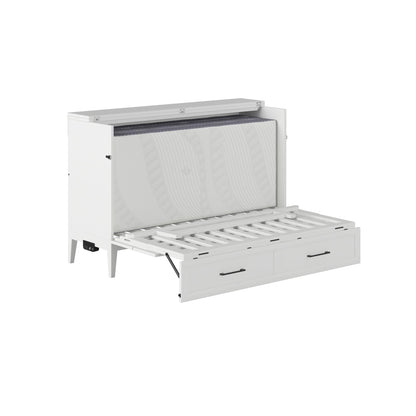 AFI, Santa Fe Queen Murphy Bed Chest with Mattress and Built-in Charger, White