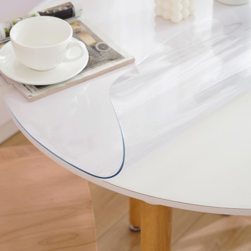 Eisdroma 54 Inch Round Clear Table Cover Protector, 2mm Thick Round Clear Table Protector for Dining Room Table, Waterproof Round Plastic Vinyl Table Pad