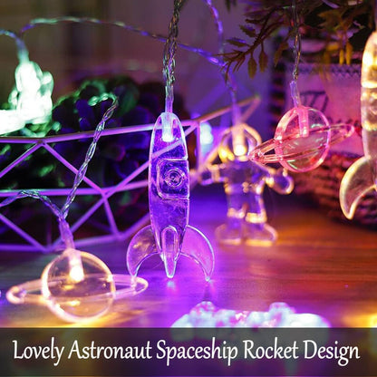 16.4FT 30 Fielegen LED Children's Room LED String Light Astronaut Spaceship Rocket Pendants Outer Space Theme Holiday