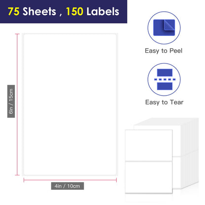 L LIKED 4"x6" Blank Removable Labels for Storage Bins, No Residue Handwritten Stickers for Boxes and Cases (150 Labels)
