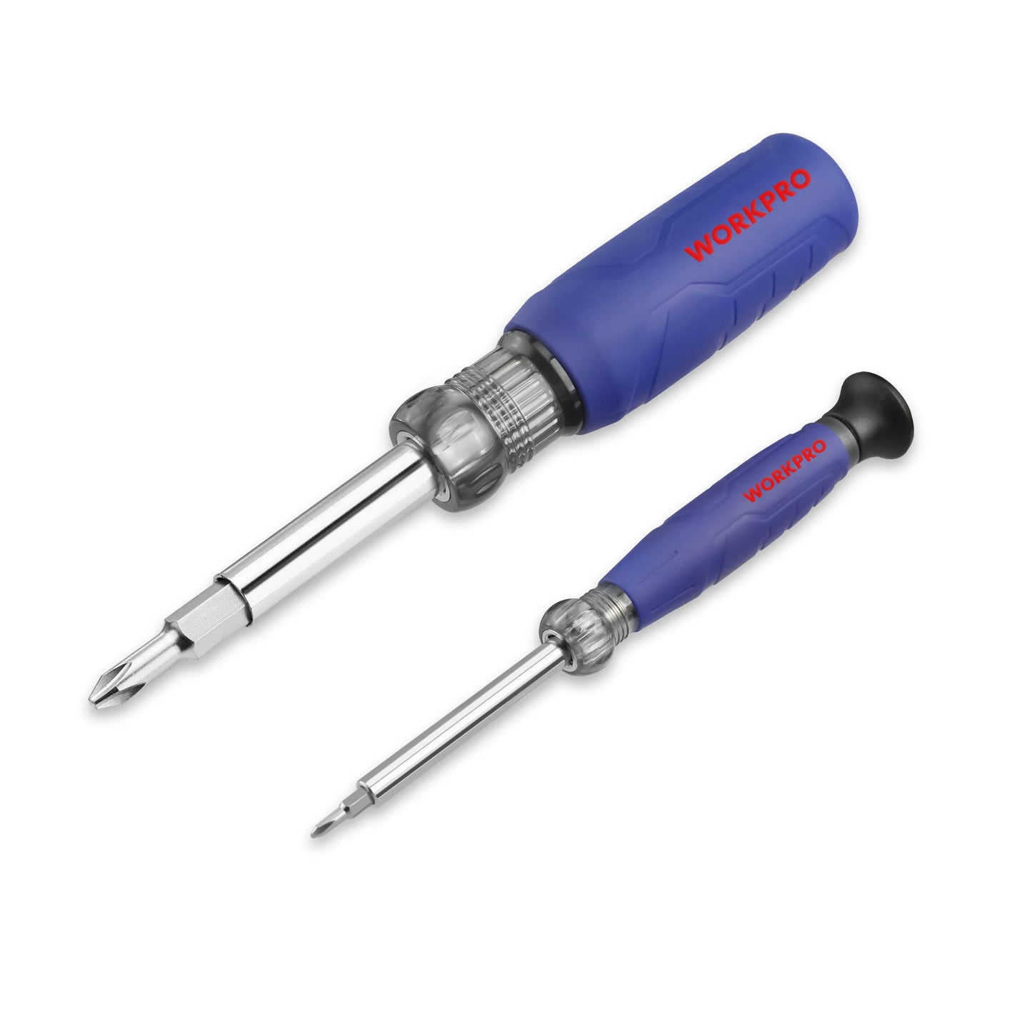 WORKPRO 6-in-1 Basic & 4-in-1 Electronics Screwdriver/Nut Driver Set Tool Confort Grip, 2PCS Portable Screw-driver, 8 Basic & Precision Bits (Philips/Slotted), 2 Nut Driver Sizes