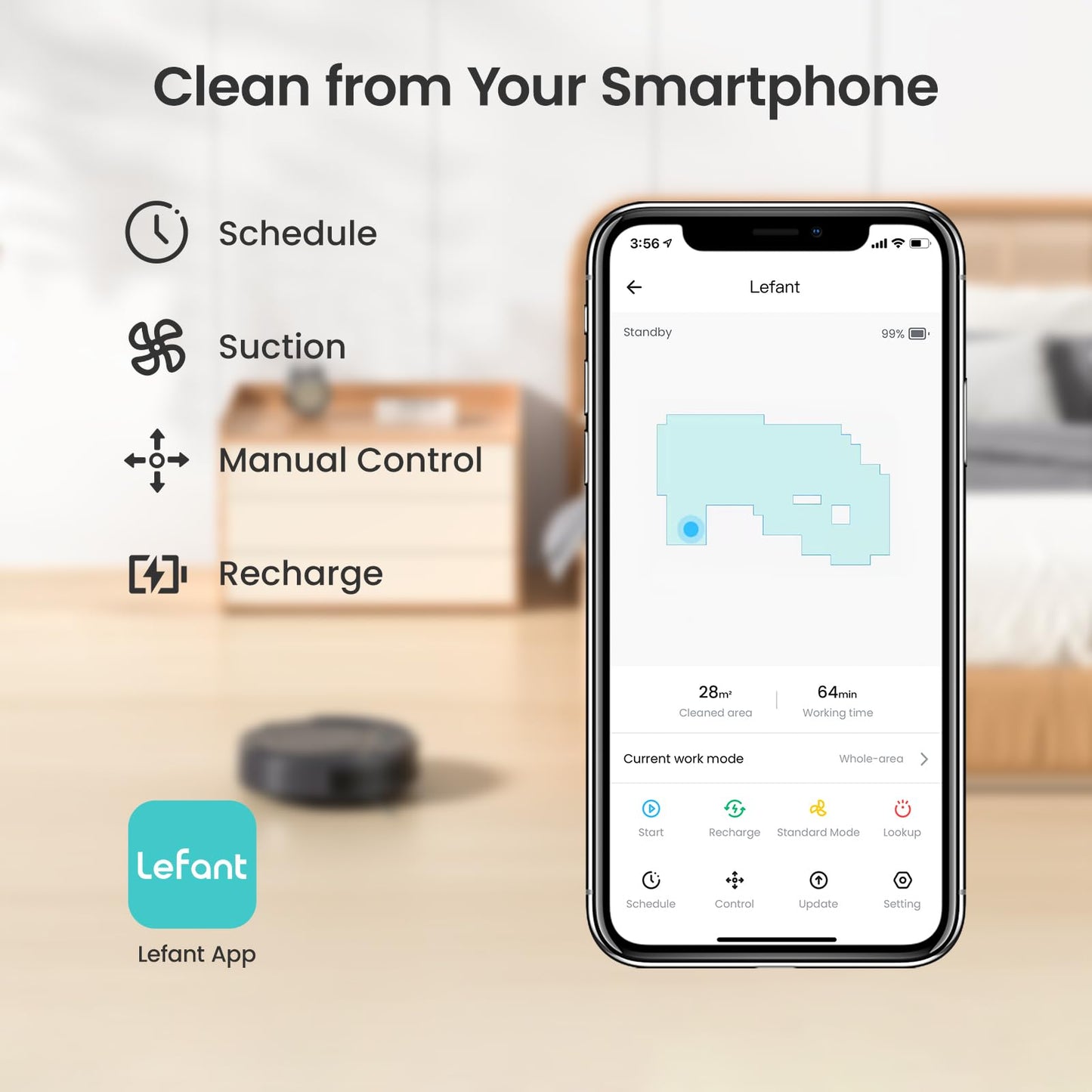 Lefant LiDAR Robot Vacuum and Mop, 450ml Visible Dustbin, Upgraded 190° PSD Obstacle Avoidance, Customized Cleaning, Multi-Floor Mapping, 150 Mins Runtime, WiFi/Alexa/APP, Pet Hair & Carpets, M330 Pro