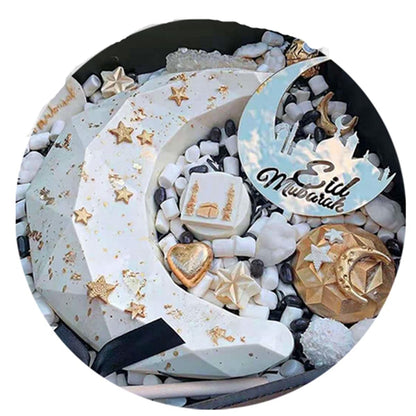 mostsom Chocolate 3D Diamond Moon Design Silicone Cake Mold Soap Moulds DIY Car Pendant Gypsum Plaster Heart Mold Handmade Candle Mold (Moon G_10.2X6.8X0.6 inch)