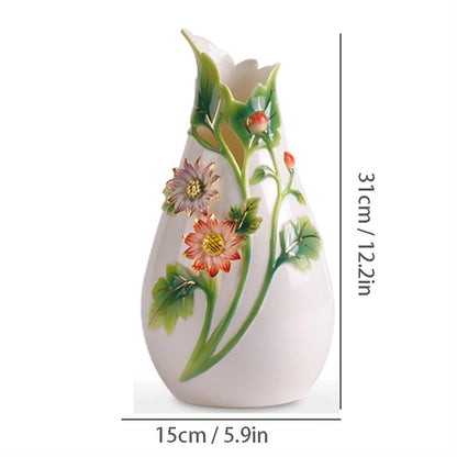 12.2 Inch Large Blue and White Porcelain Flower Vase, Handcrafted Ceramic Vase for Bedroom, Living Room, Office & Home Decor, New Chinese Style