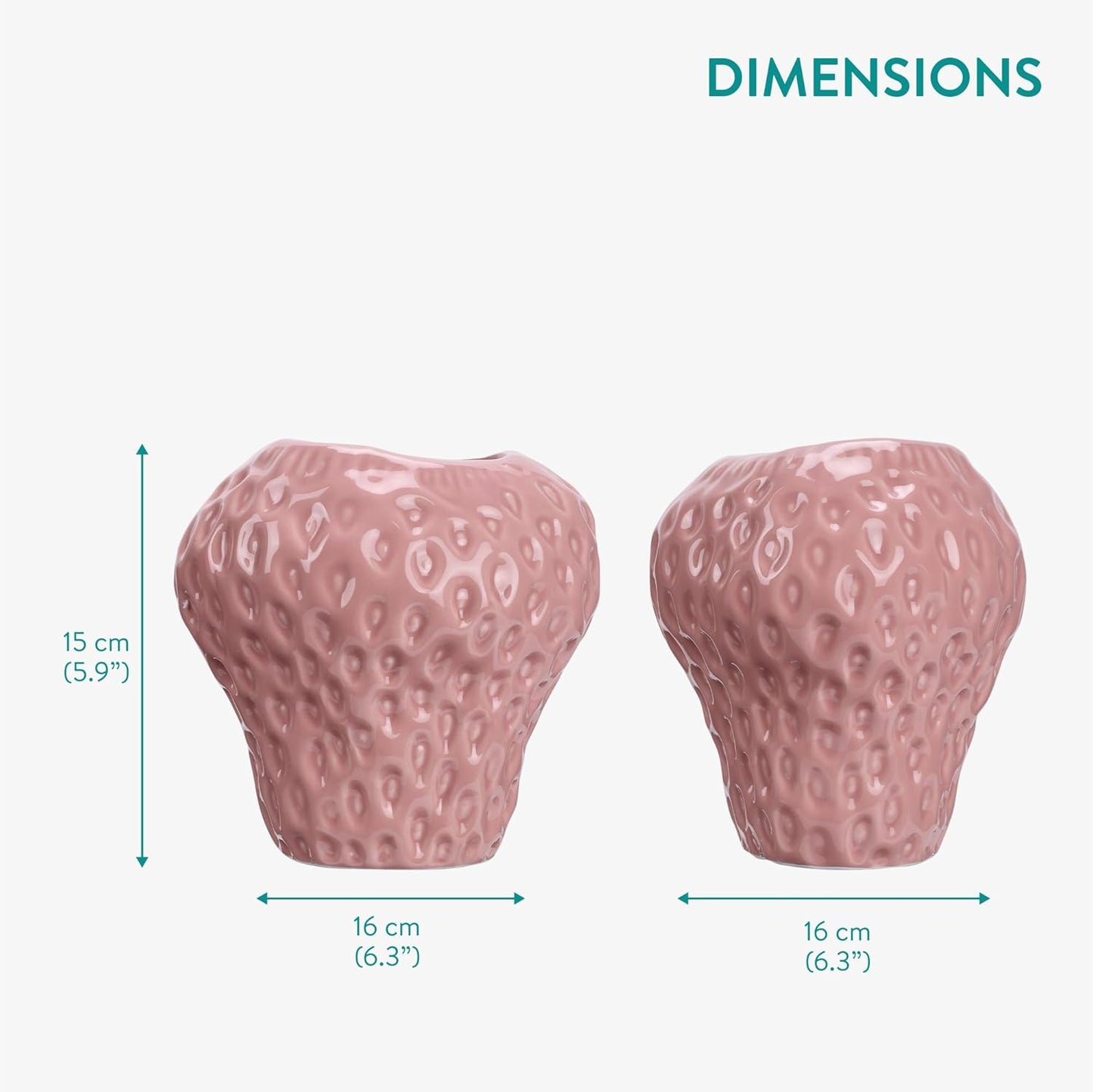 Navaris Strawberry Vase - Funky Ceramic Vase in Pink - Decorative Bookshelf Vases for Flowers - Unique Dopamine Decor