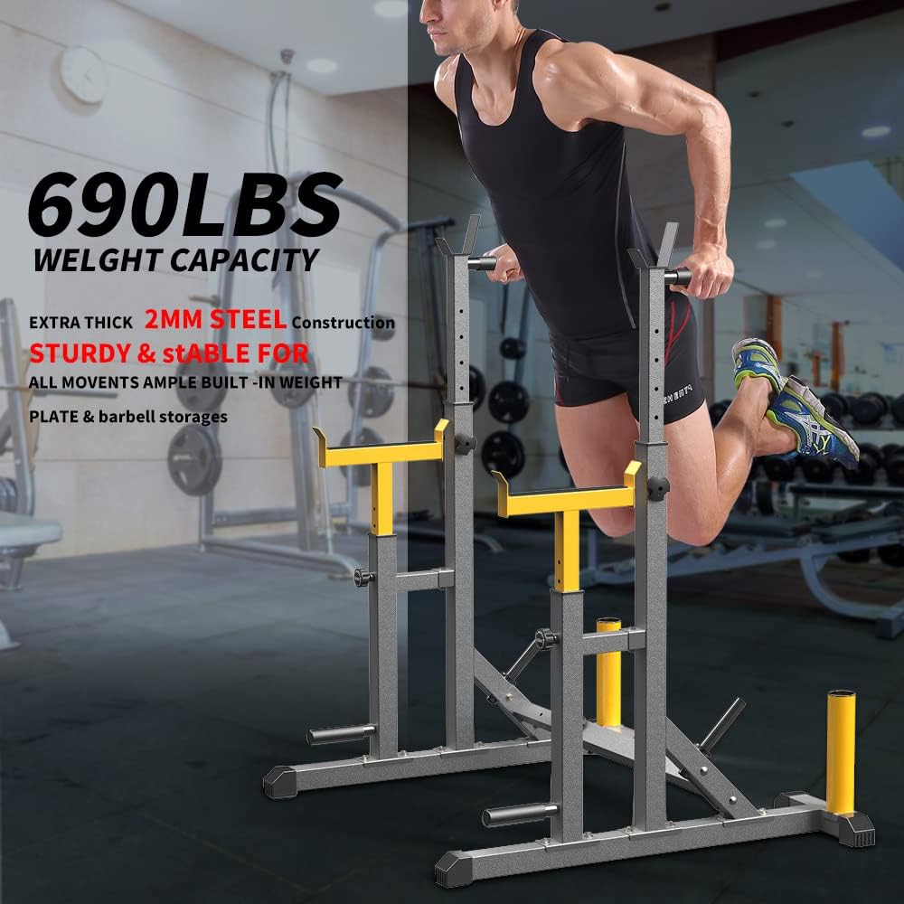 K KiNGKANG Adjustable Squat Rack,Multi-Function Barbell Rack for Weight Lifting and Home Gym Fitness Workout Portable Squat Bench Press,Load 690LBS