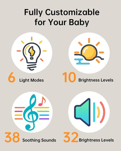 PureNurt White Noise Sound Machine: Red Light Therapy Sleep Sound Machine with 38 Soothing Sounds & Calming Womb Soother, Memory Function, Dimmable Nursery Night Light with Timer for Baby Adult Gift