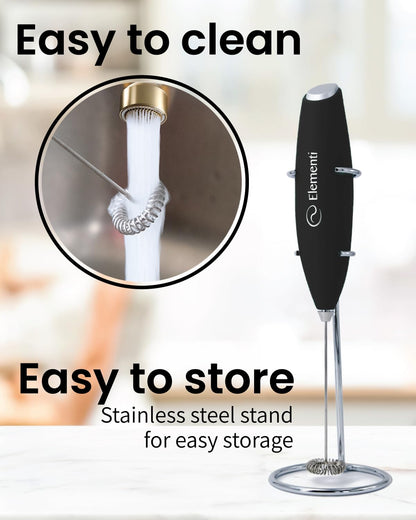Elementi Portable Electric Milk Frother, Matcha Whisk, Milk Frother for Coffee Frother Electric Hand Blender, Mini Electric Whisk Small Hand Blender (Periwinkle)