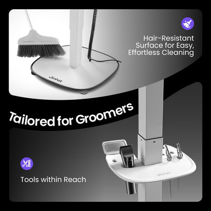 JirPet Dog Grooming Table, Elastic Comfort Surface with Pet-Friendly Design, Hydraulic Lift, Designed for Long-Term Use, Over 50,000 Lifts, 31in-45in Height Adjustable, Stable Base, Hair-Resistant