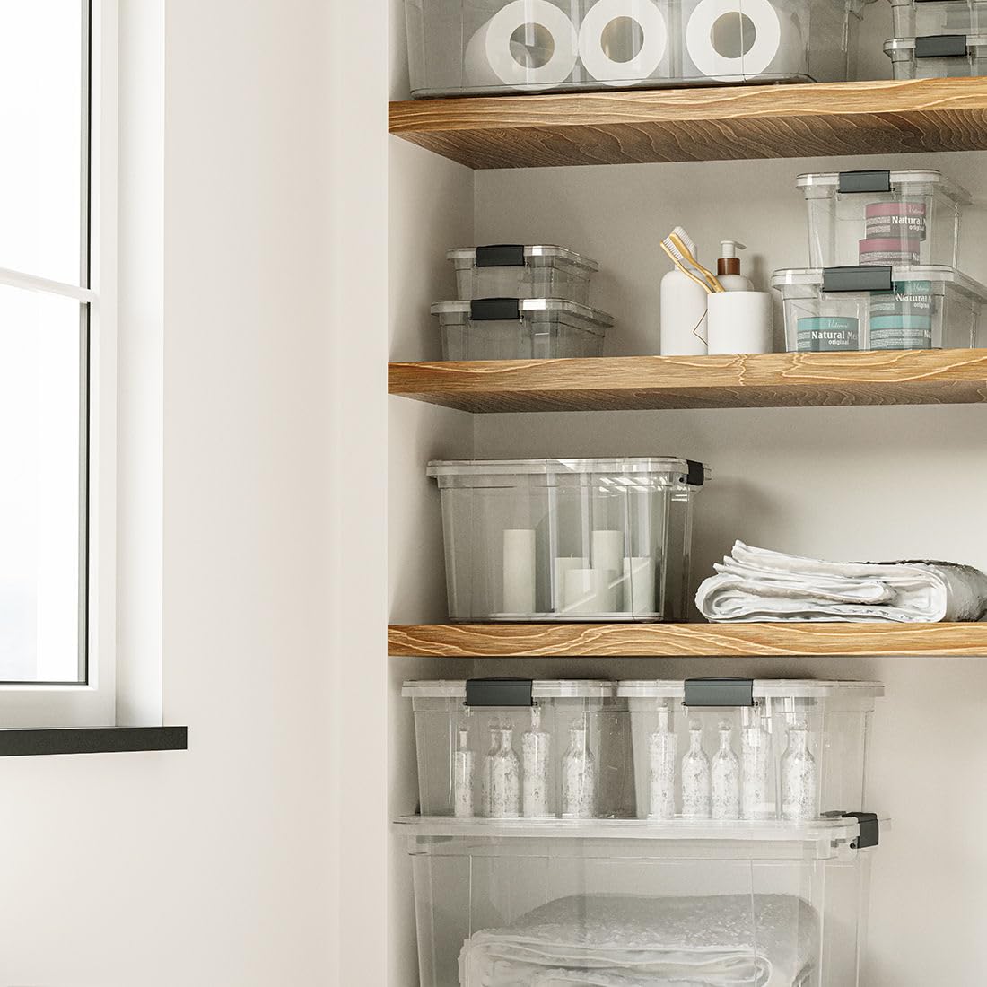 Superio Mini Deep Storage Organizer Bin with Lid X-Deep Small Clear Storage Box with Latch for Home, Kitchen, Garage- Store Toys, Food, Supplies, and Hair Accessories (2.4 Quart)