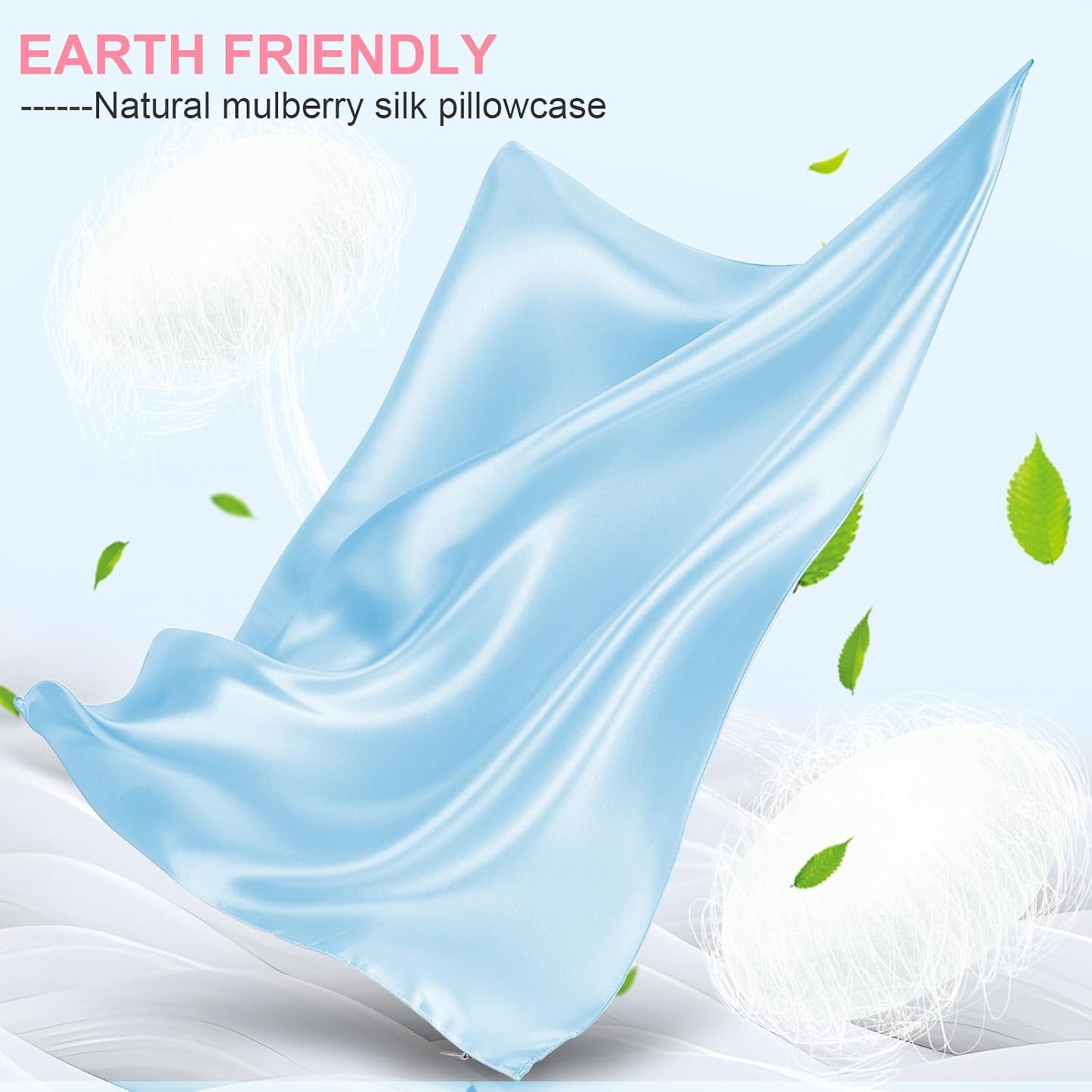 Skiennix Silk Pillowcases - Queen Size Mulberry Silk for Hair & Skin | Soft, Breathable Cooling in Sky Blue