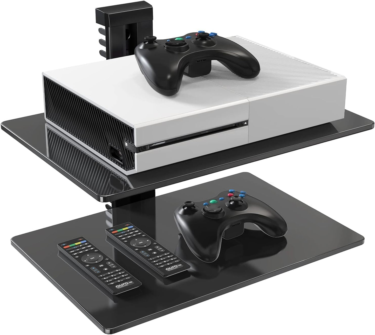 PERLESMITH Floating AV Shelf, Double Wall Mount TV Shelf - Holds up to 17.6lbs for Xbox, Projector, Cable Box