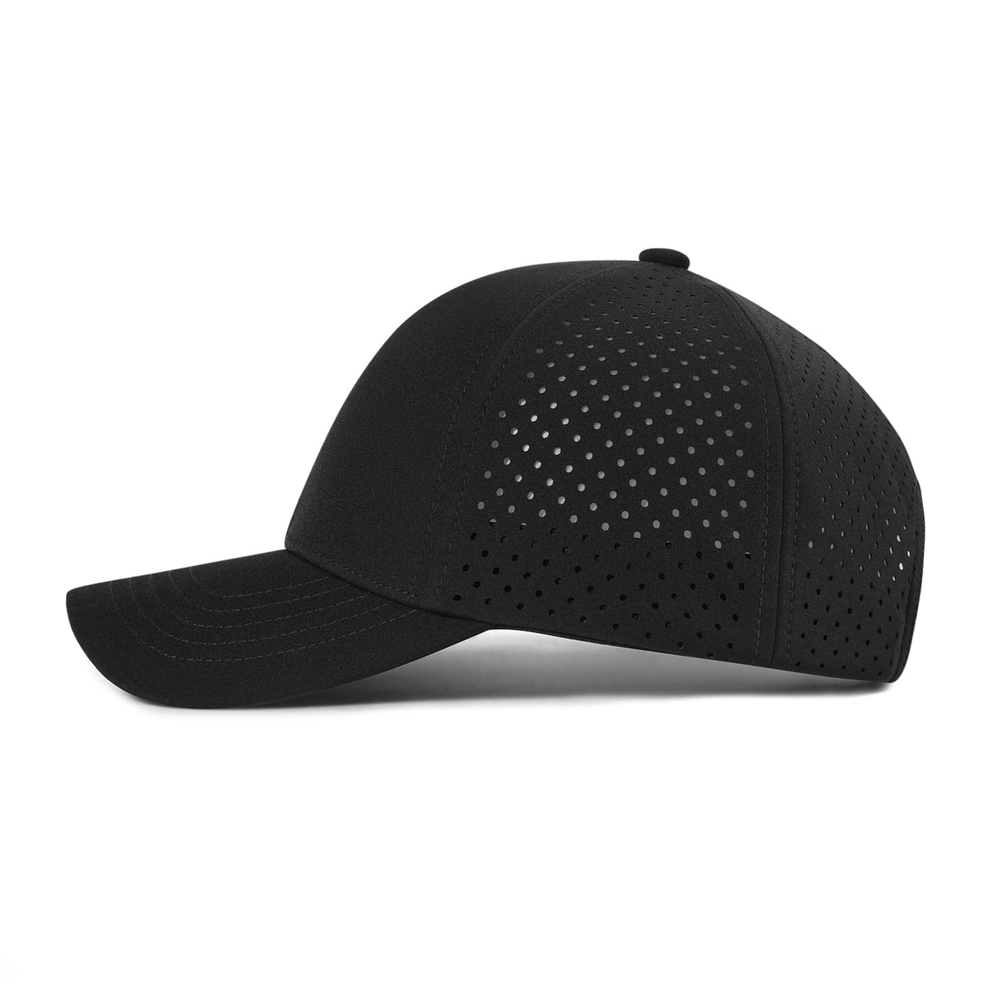 VOBOOM Men Quick Dry Baseball Cap Laser Cut Mesh Ball Curved Brim Snapback Hat (Black)