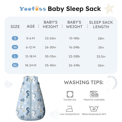Yoofoss Baby Sleep Sack - 0-6 Months TOG 2.5 Wearable Blanket | 100% Organic Cotton, Warm & Comfy