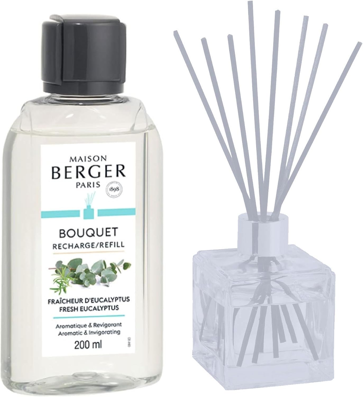 MAISON BERGER Fresh Eucalyptus Fragrance Refill for Reed Sticks and Ceramic Diffuser, 6.76 Fluid Ounces