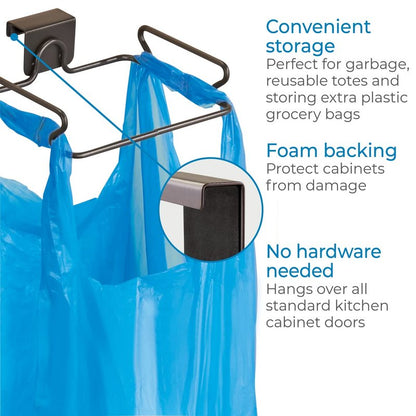 InterDesign Classico Over Cabinet Plastic Bag Holder – Storage Organizer for Kitchen, Bronze