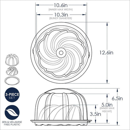 Nordic Ware Formed Swirl Bundt with Keeper, 10 Cup, Twilight Blue