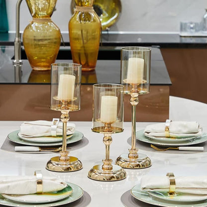 Candlestick Holders European Metal Crystal Candle Lantern Gold Candle Holders Wedding Centerpieces Center Table Candlesticks Parties Home Decor Candle Holders (Color : A)