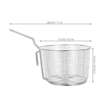 Kichvoe Mesh Pasta Basket - Stainless Steel Mesh Spider Strainer - Noodle Strainer Spaghetti Spoon Fried Food Container Deep Basket Skimmer for Noodles Dumpling