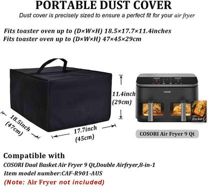 Heavy Duty Air Fryer Cover, Waterproof Dust-proof Case Compatible with COSORI Dual Basket Air Fryer 9 Qt
