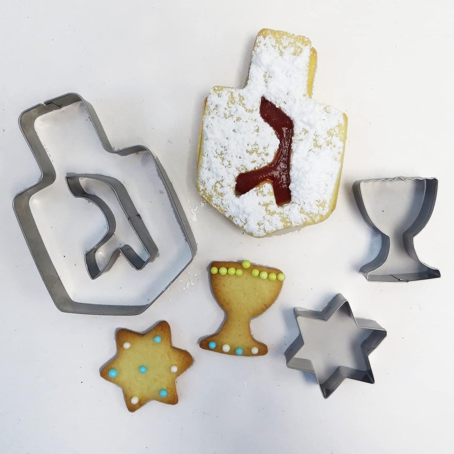Rite Lite Chanukah Dreidel, Menorah, & Star of David Cookie Cutters Set, Perfect Hanukkah Cooking Accessories