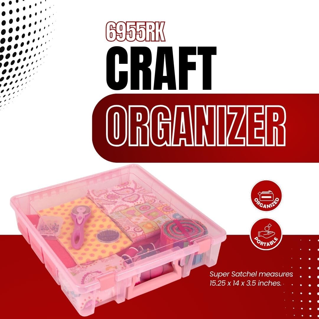 ArtBin 6955RK Super Satchel 1-Compartment Box, Art & Craft Organizer, 1-Pack, Translucent Blush