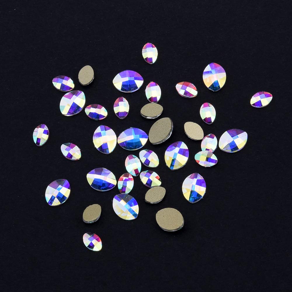240pcs Popular 12 Styles Flatback Crystals Mix Sizes Multi Shapes Glass Crystal AB Rhinestones for Nail Art Craft 3D Decorations Flat Back Stones Gems Set Box
