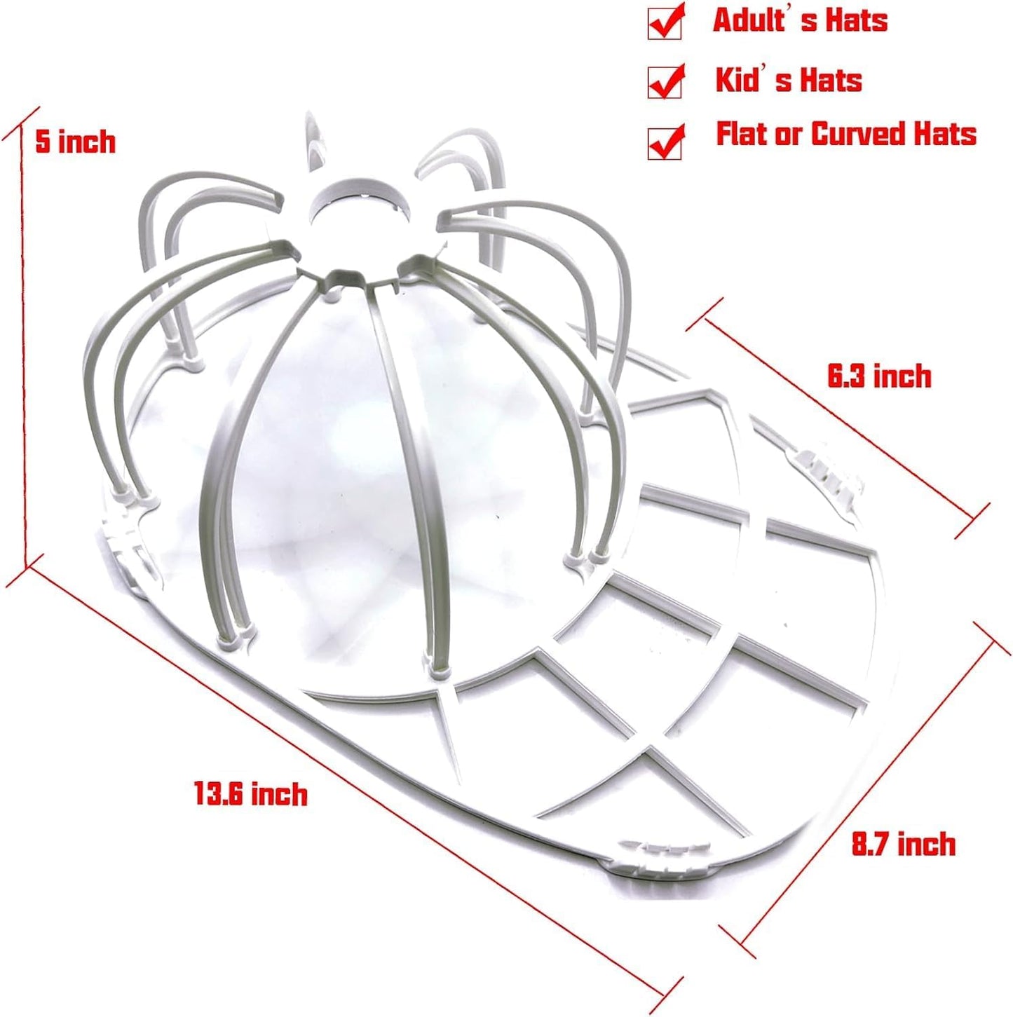 Hat Cleaner - Hat Cage for Washing, Laundry Wash Bags for Baseball Caps, Cap Washer Frame for Washing Machine or