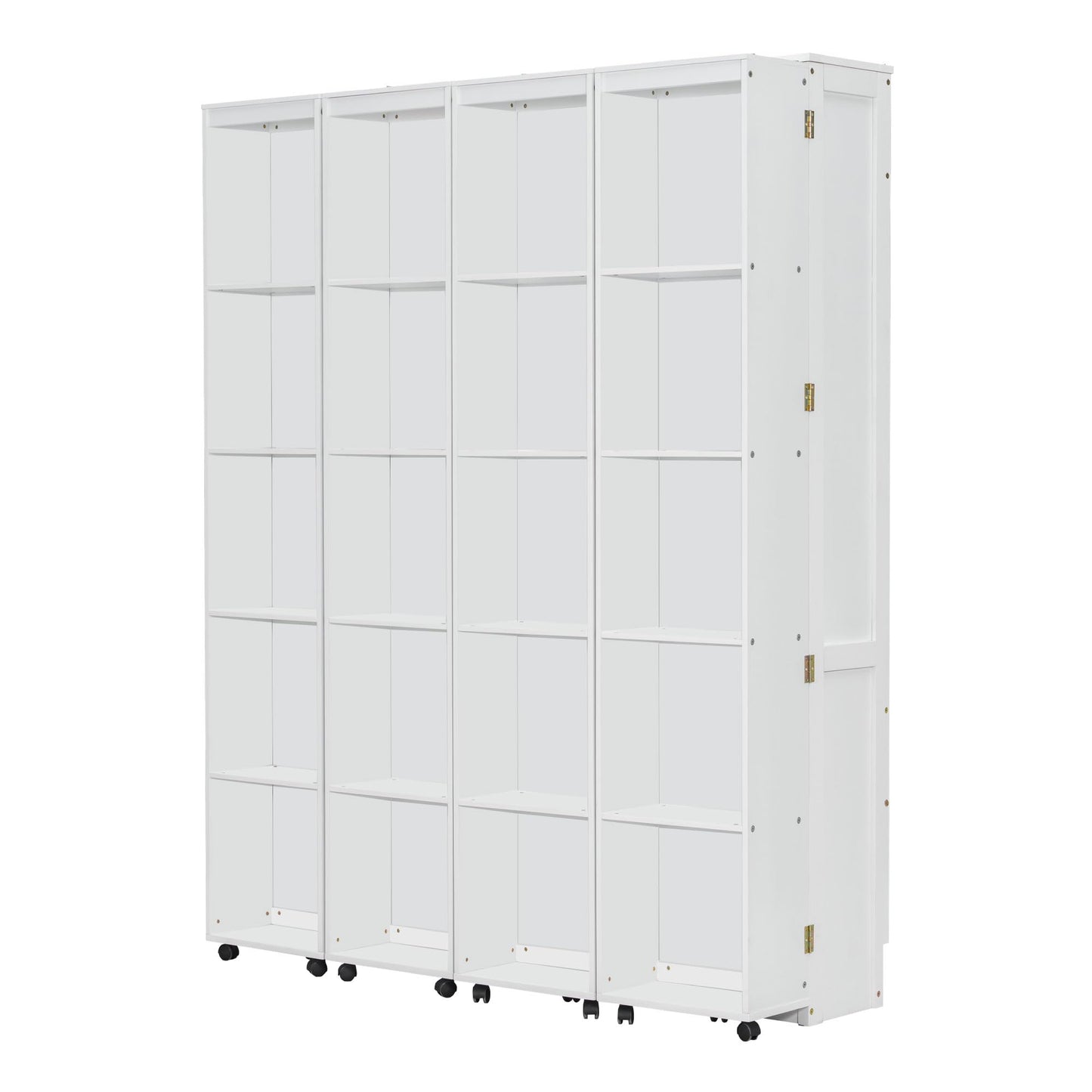 Ball & Cast Murphy Bed Queen Size,Wood Hidden Wall Bed with 2 Sides Push-Pull Foldable Storage Cabinets, Multifunctional Cabinet Bed Frame for Bedroom,Guest Room,Space Saving,White