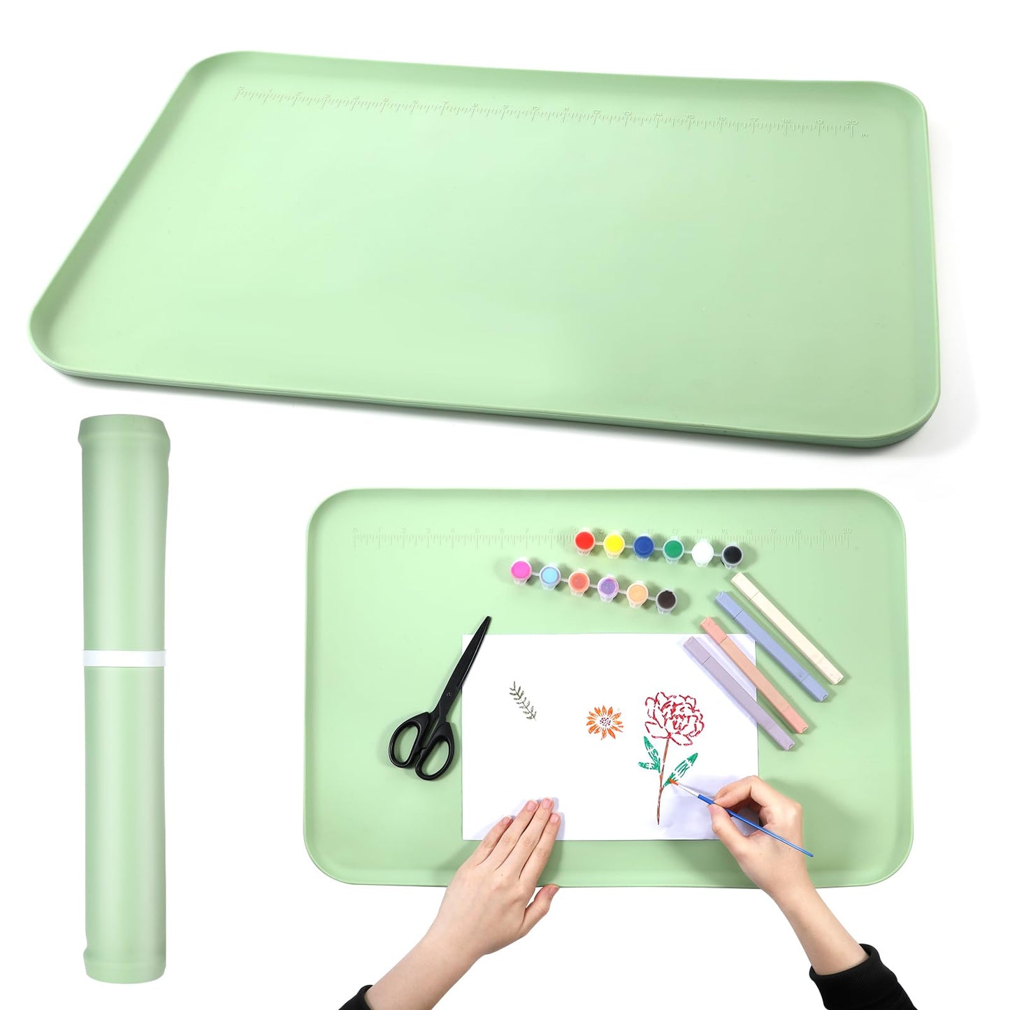 COMNICO Silicone Painting Mat, 24" x 16" Art Mat Protects Surfaces Perfectly Silicone Placemat Nonslip Resin Jewelry Casting Molds Mats for Clay Paint Jewelry-Making Crafts Creation