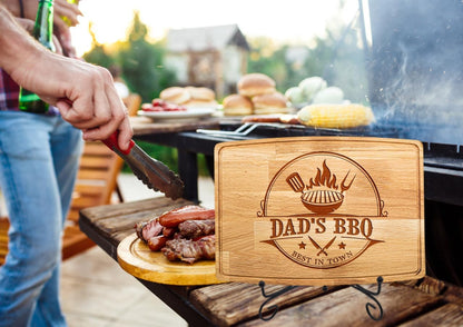 Dad Wooden Cutting Board - Father's Day Gifts for BBQ Masters - Unique Gifts for Men (Beech Wood Mini 9” X 6”)