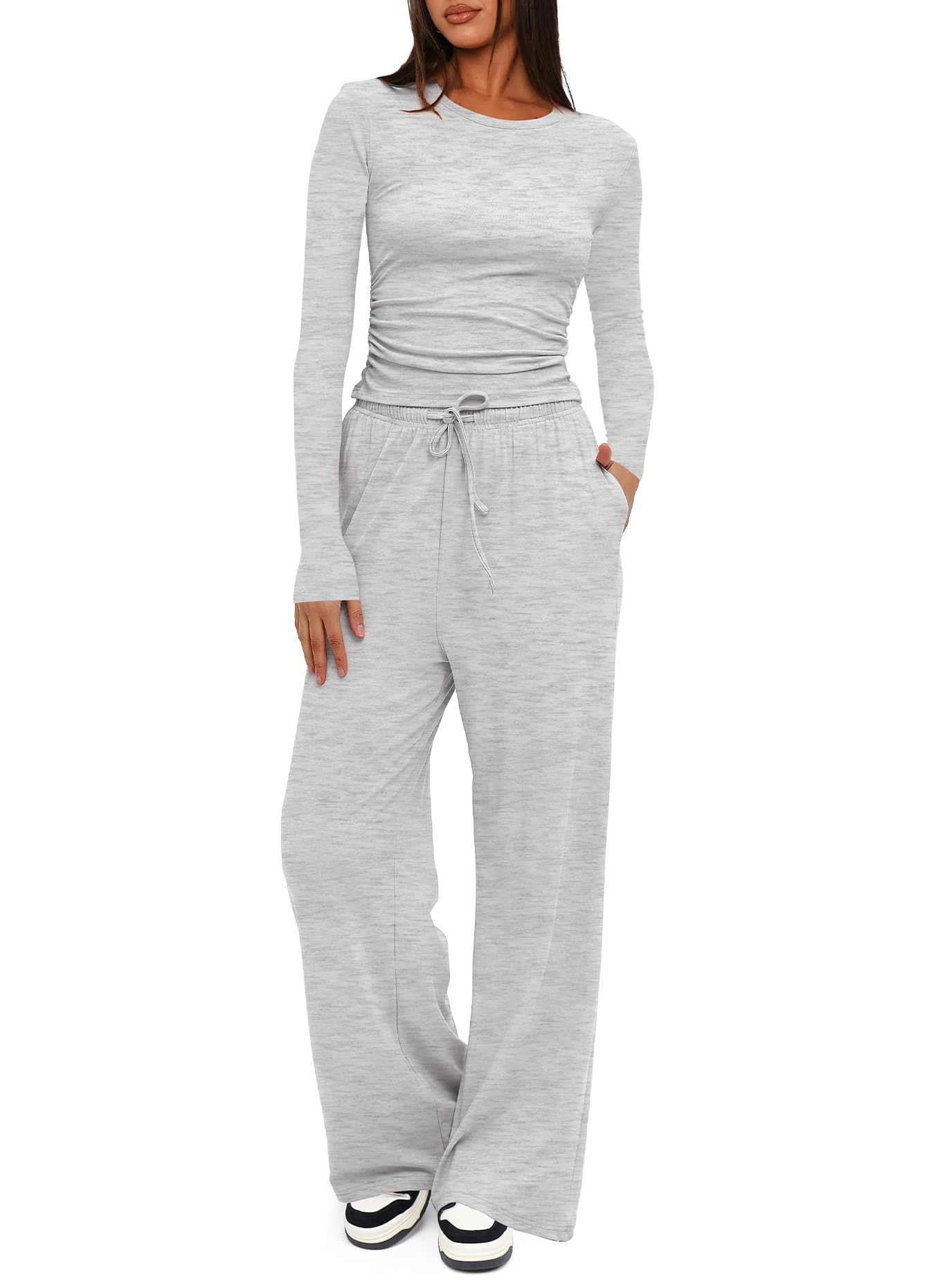 Darong Women's 2 Piece Sets 2025 Fall Outfits Long Sleeve Wide Leg Tracksuits Casual Lounge Set Matching Sets