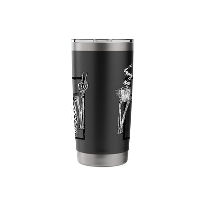 Skeleton Drinking Coffee Gothic Peace Sign Halloween Grunge Stainless Steel Insulated Tumbler