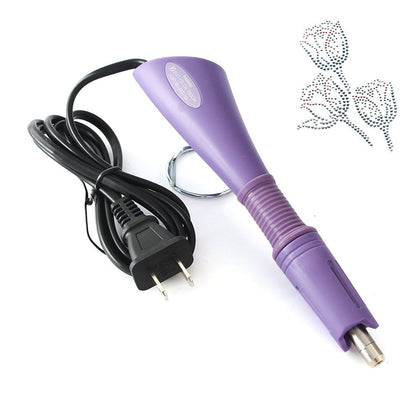 Hotfix Rhinestone applicator 7 in 1 Professional Iron-on Hot Fix Wand Crystal Gem Rhinestone Heat-fix Tool (Purple)
