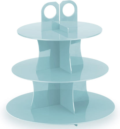 GoodCook Sweet Creations Bake-Take-Serve Nonstick Cupcake Pan Set with Tiered Stand, Silver/Blue