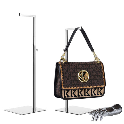 K KAIDIYIN 2 Pack Handbag Display Stands, Silver Purse Holder Display Stands, Adjustable Height Stainless Steel Hanger Rack for Retail Closet Vendors Display Luxury Bag Handbags Jewelry (RCS 50% Recycled Post-consumer Metal)