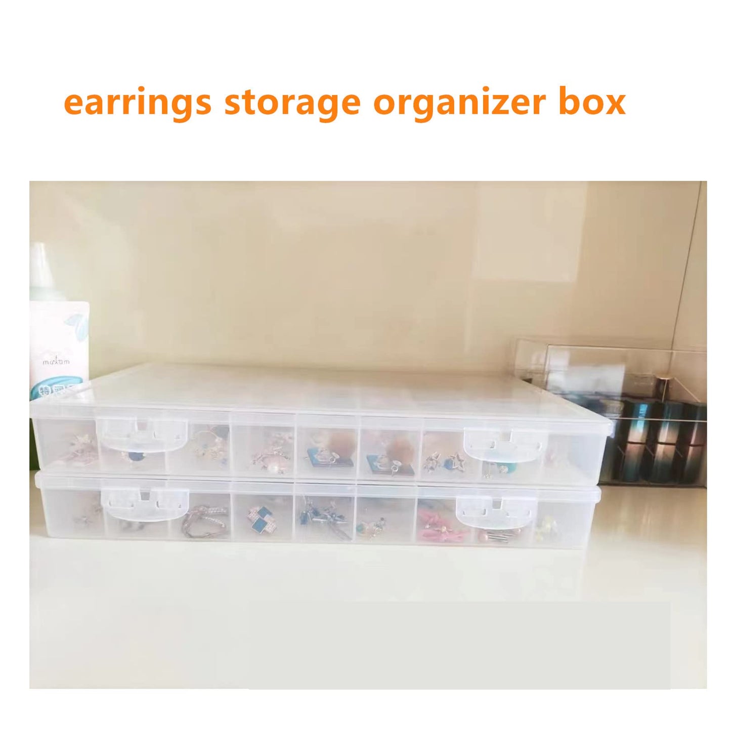 Feadily 1PCS 36 Grids Large Plastic Organizer Box with Dividers, Compartment Organizer Box for Nail Accessories/Screw/Sewing Arts and Oil Paint, Bead Storage Containers 14.9" x 9.2" x 1.9" (Clear)