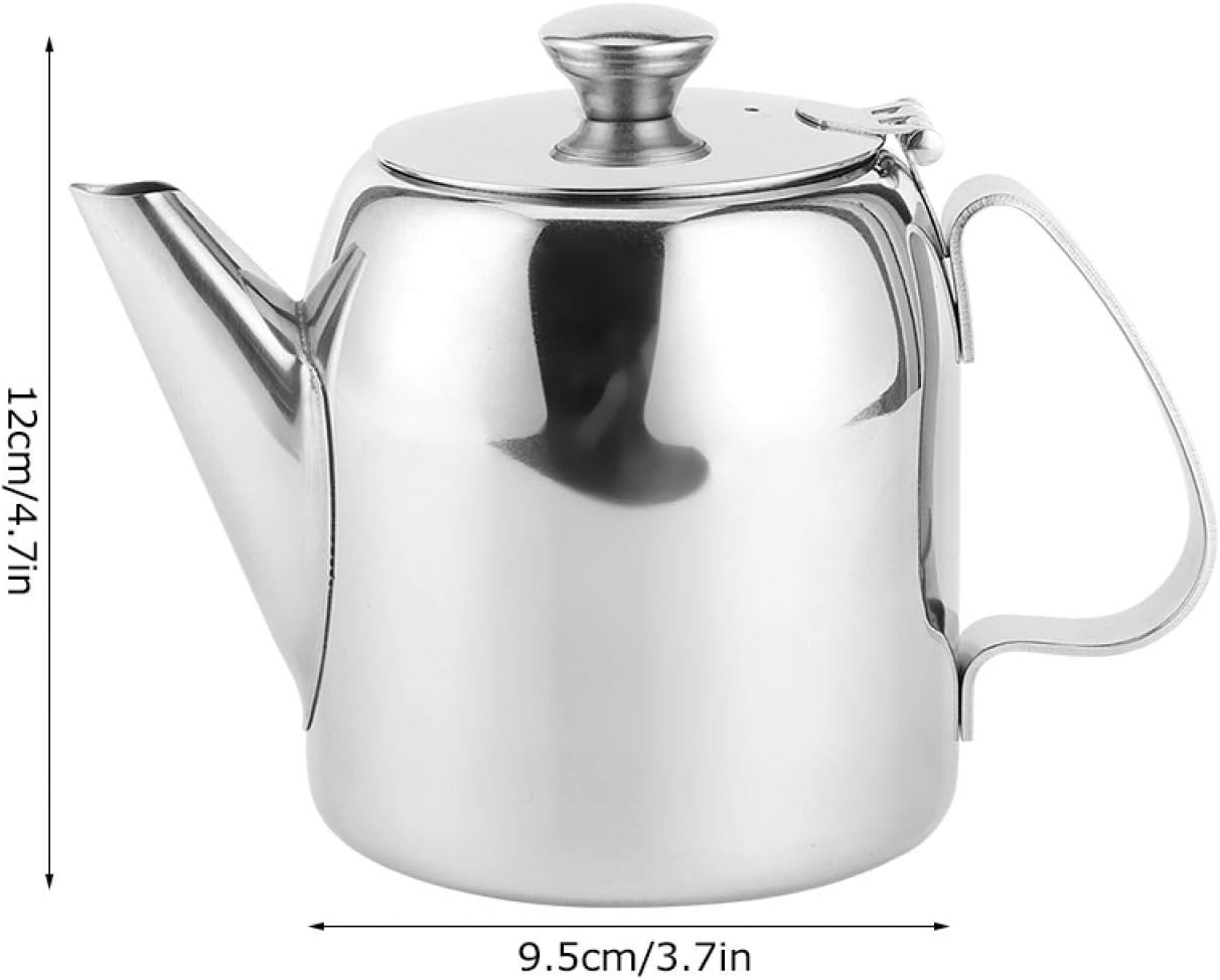 Stainless Steel Teapot, Round Coffee Tea Pot Water Kettle for Kitchen, Hotel, Restaurant, Conference Room (Silver)