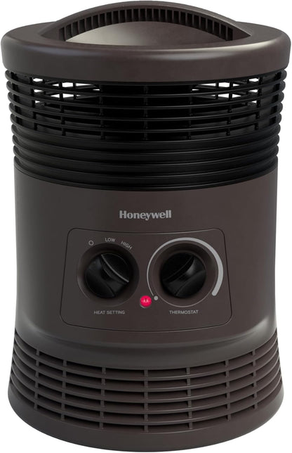 Honeywell HHF360V Portable Heater, Charcoal Grey, 360 Degree Surround Fan Forced, Adjustable Thermostat, 2 Heat Settings