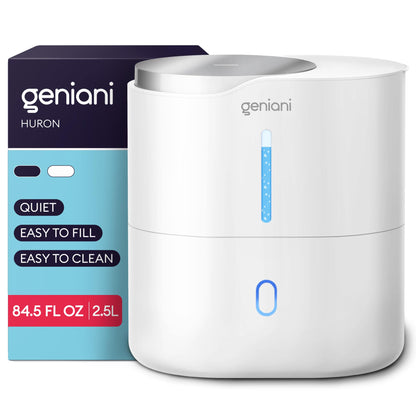 GENIANI Ultrasonic Cool Mist Humidifier for Bedroom, Large Rooms, Home, 4L - Easy Fill & Clean Humidifier for Plants w/Auto Shut-off, 40H Runtime - Quiet, Top Fill Air Humidifier